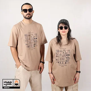 تیشرت طرح DISCOVER رنگ نسکافهای